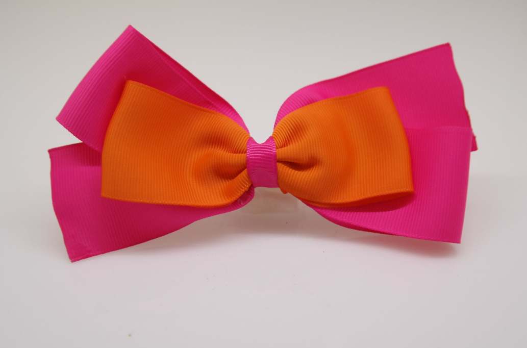 Emma inspired hair Bow with colors  Shocking Pink, Russet Orange
